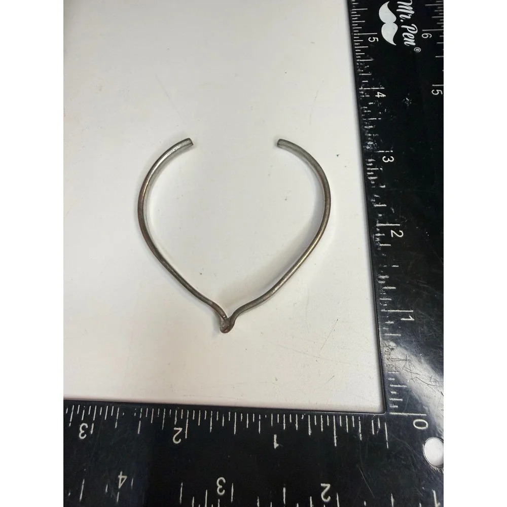 Silver Tone Wishbone Cuff Bracelet Minimalist Open Band V Shape Jewelry